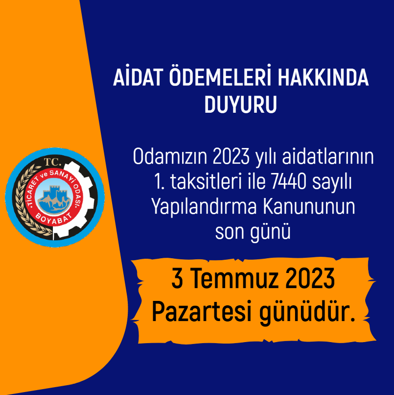2023/1 AİDAT ÖDEMELERİ HAKKINDA DUYURU