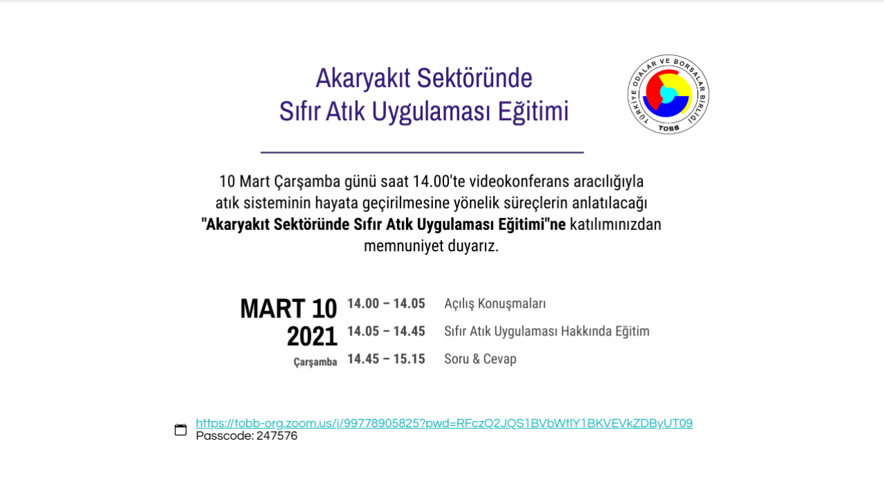 Akaryakıt Sektöründe Sıfır Atık Uygulaması Eğitimi
