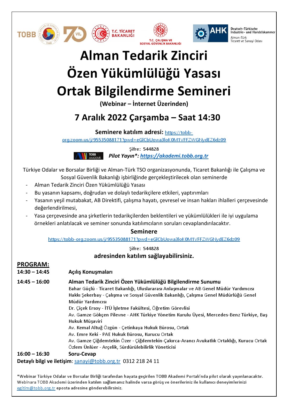 Alman Tedarik Zinciri Özen Yükümlülüğü Yasası Bilgilendirme Semineri 