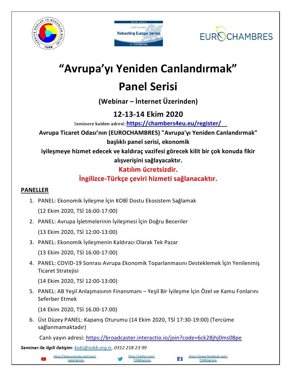 Avrupa’yı Yeniden Canlandırmak Panel Serisi