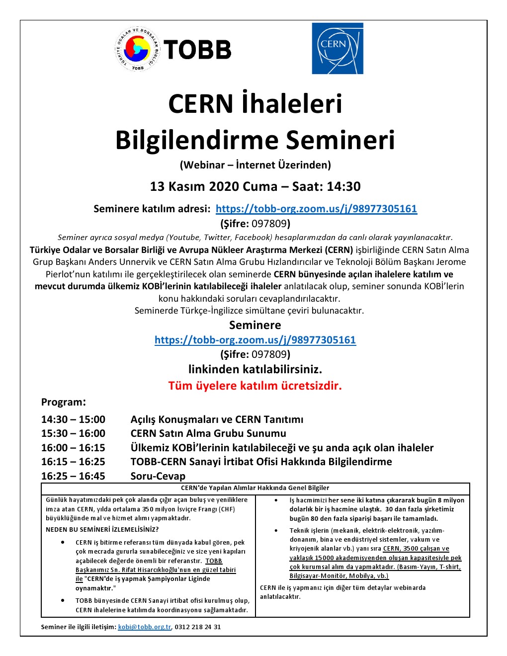 CERN İhaleleri Bilgilendirme Semineri