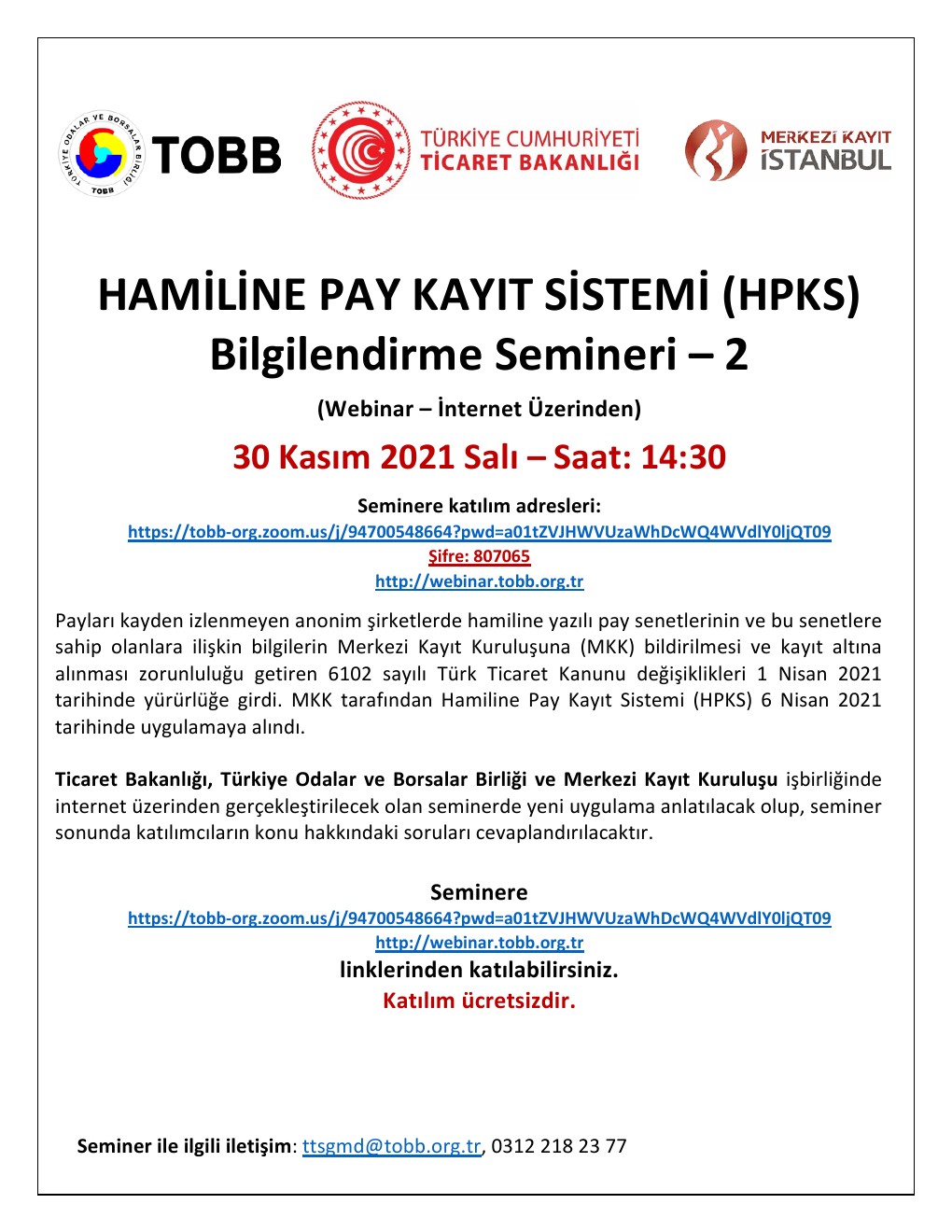 HAMİLİNE PAY KAYIT SİSTEMİ (HPKS) Bilgilendirme Semineri – 2