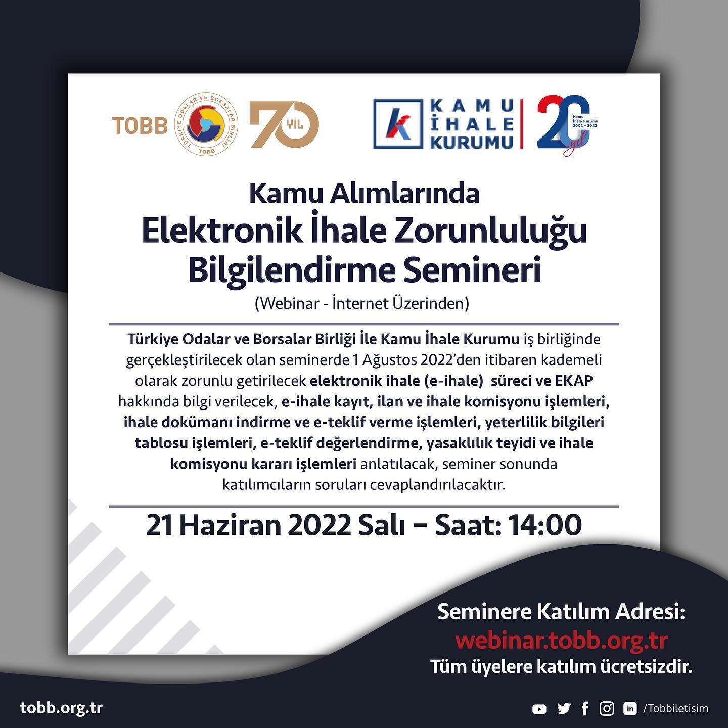 Kamu Alımlarında Elektronik İhale Zorunluluğu Bilgilendirme Semineri