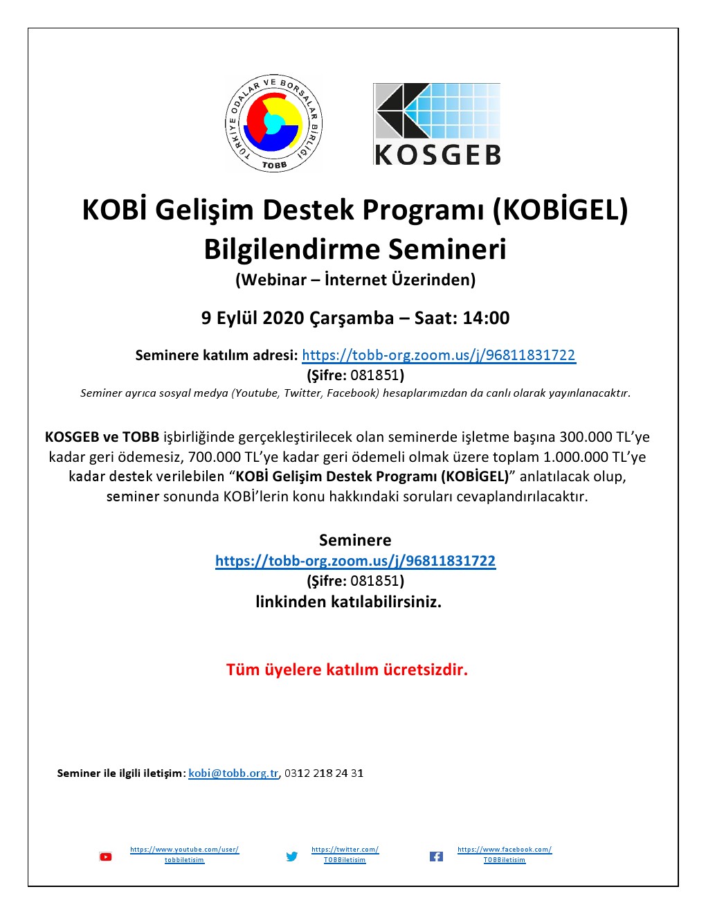 KOBİ Gelişim Destek Programı (KOBİGEL) Bilgilendirme Semineri