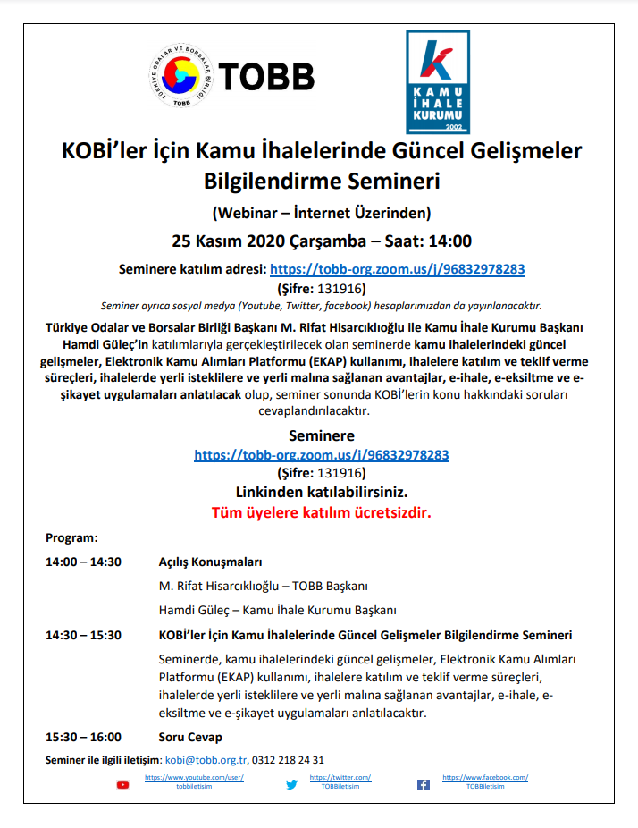 KOBİ’ler İçin Kamu İhalelerinde Güncel Gelişmeler Bilgilendirme Semineri