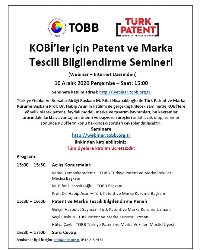 KOBİ’ler için Patent ve Marka Tescili Bilgilendirme Semineri