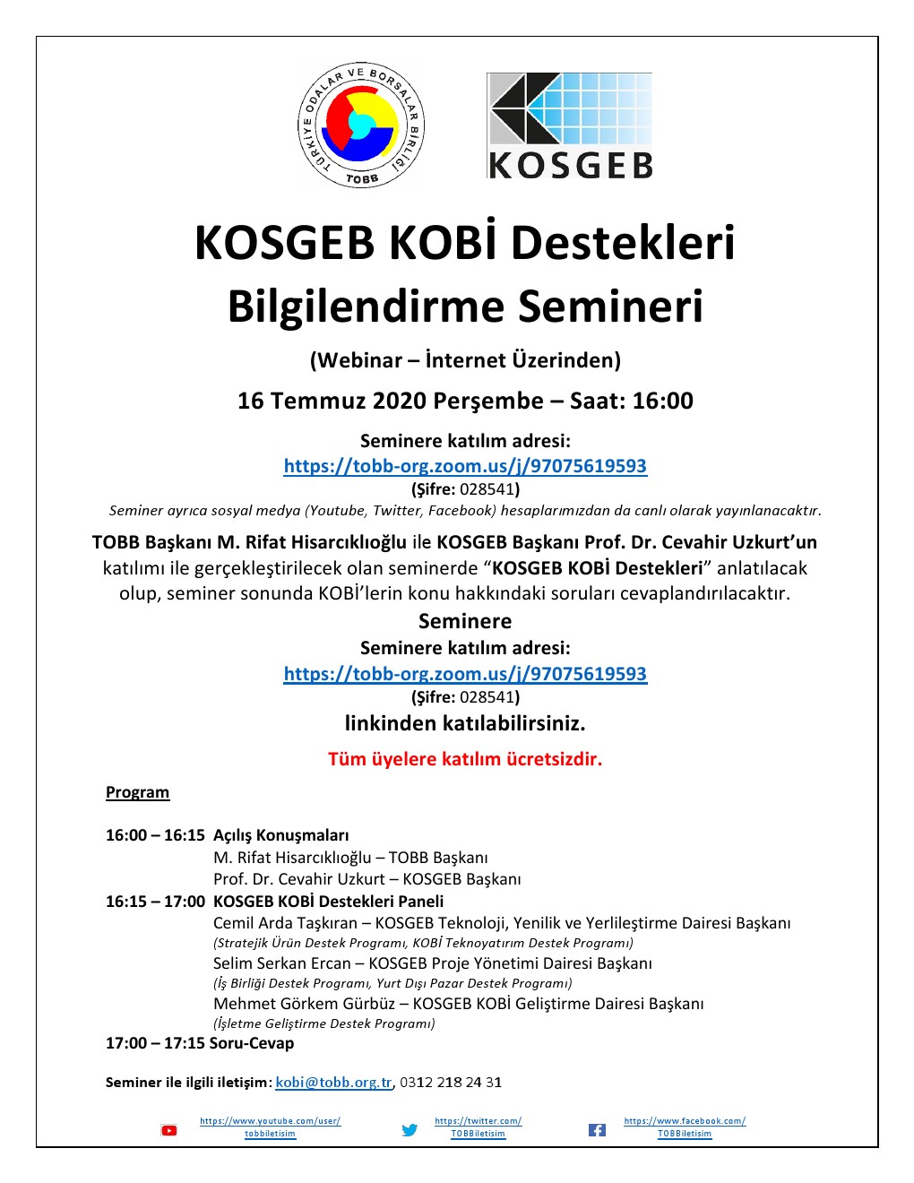 KOSGEB KOBİ Destekleri Bilgilendirme Semineri
