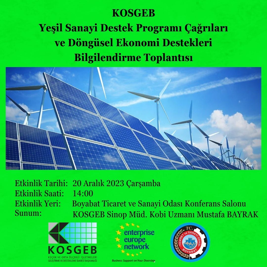 KOSGEB YEŞİL SANAYİ DESTEK PROGRAMI BİLGİLENDİRME SEMİNERİ