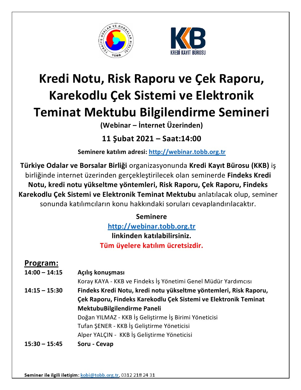 Kredi Kayıt Bürosu (KKB) Bilgilendirme Semineri