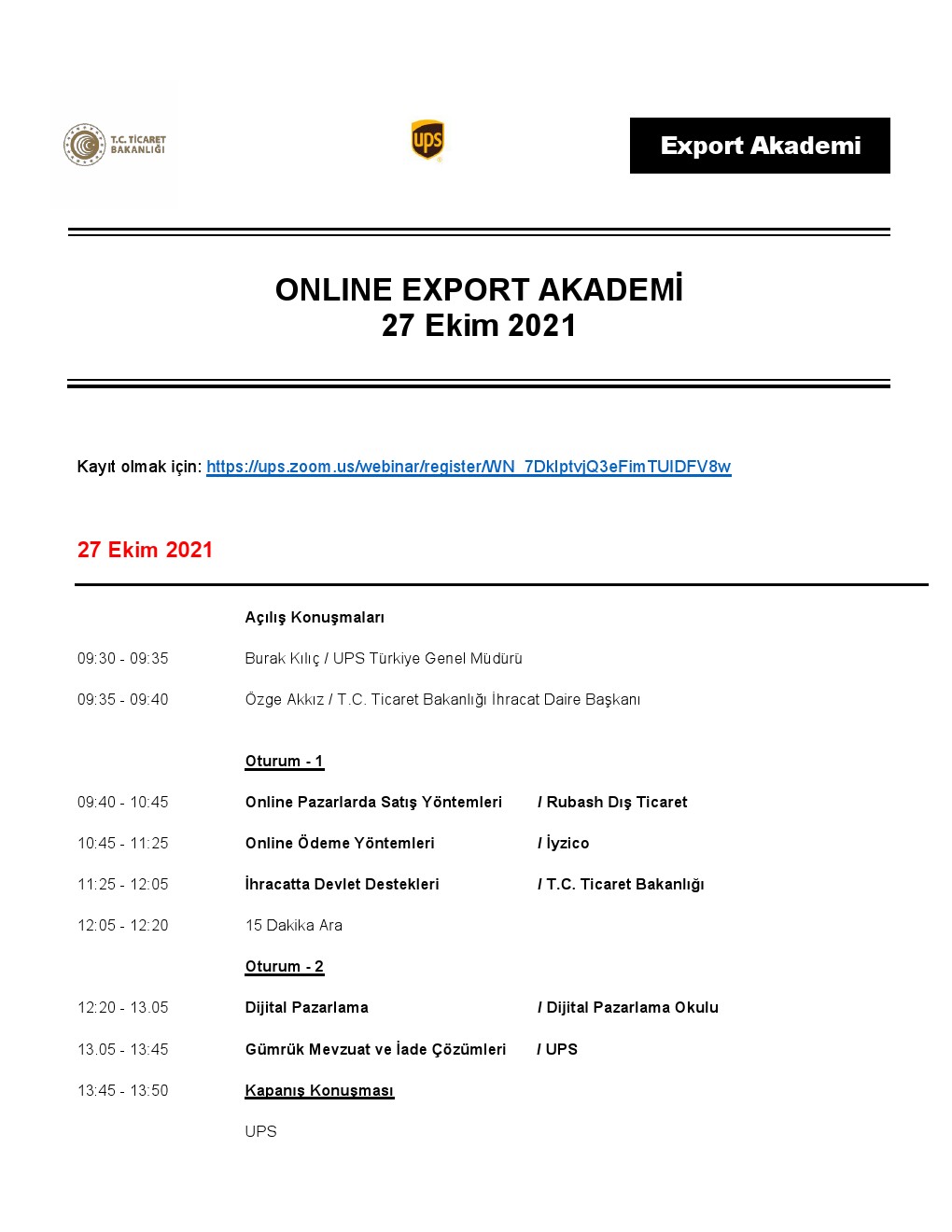 Online Export Akademi 27 Ekim 2021