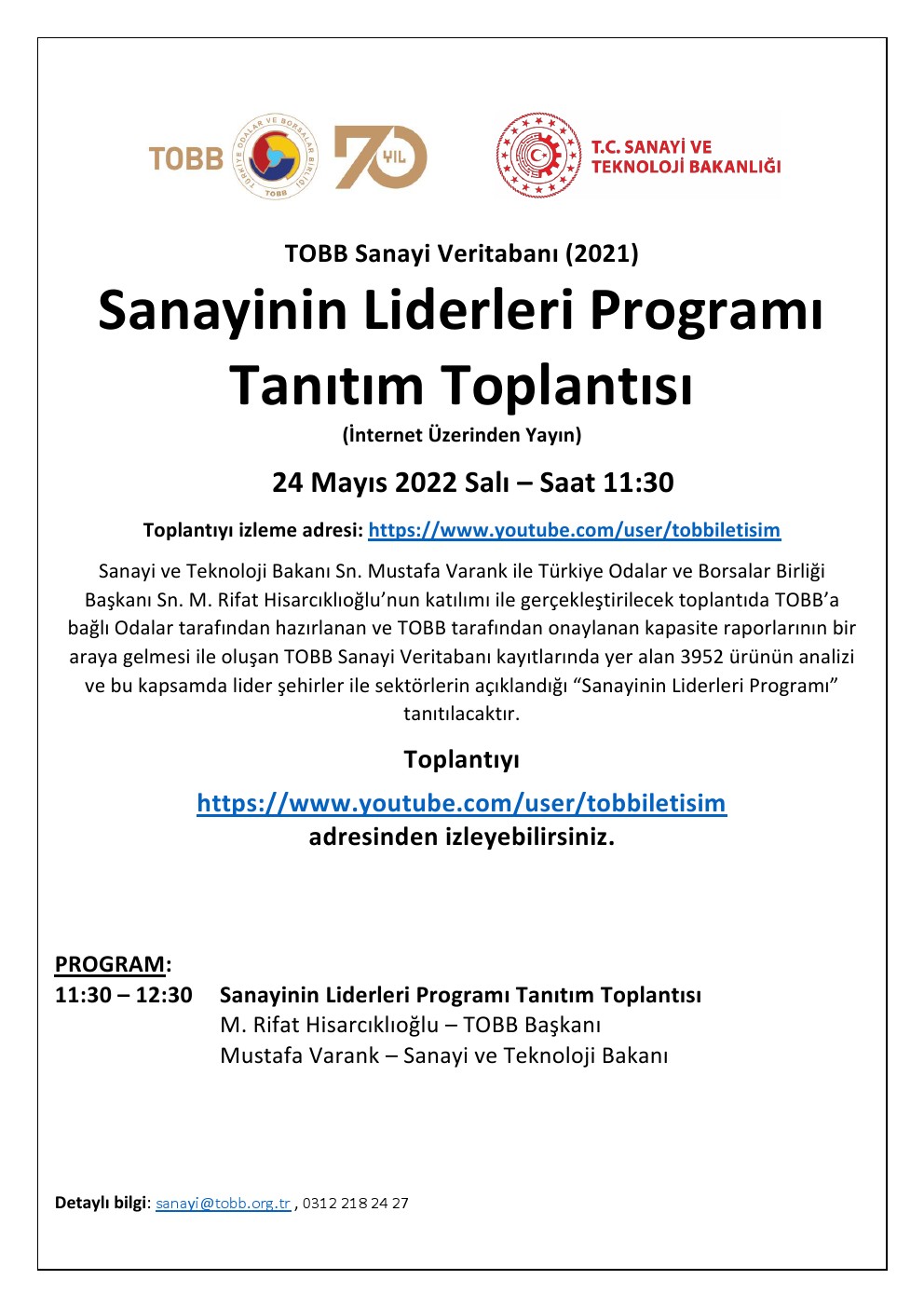 Sanayinin Liderleri Programı Tanıtım Toplantısı