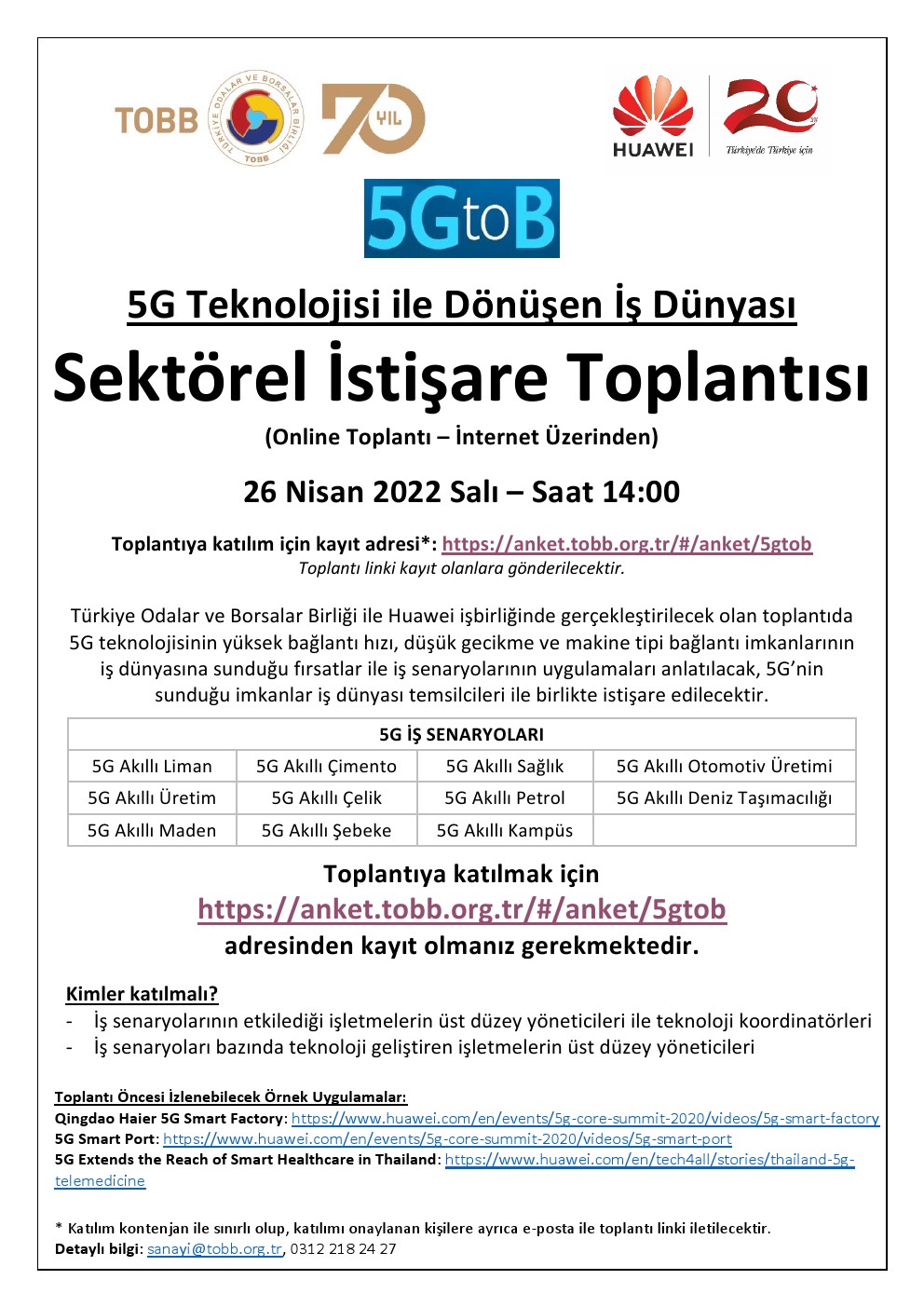 TOBB VE HUAWEI İŞBİRLİĞİ İLE SEKTÖREL İSTİŞARE TOPLANTISI