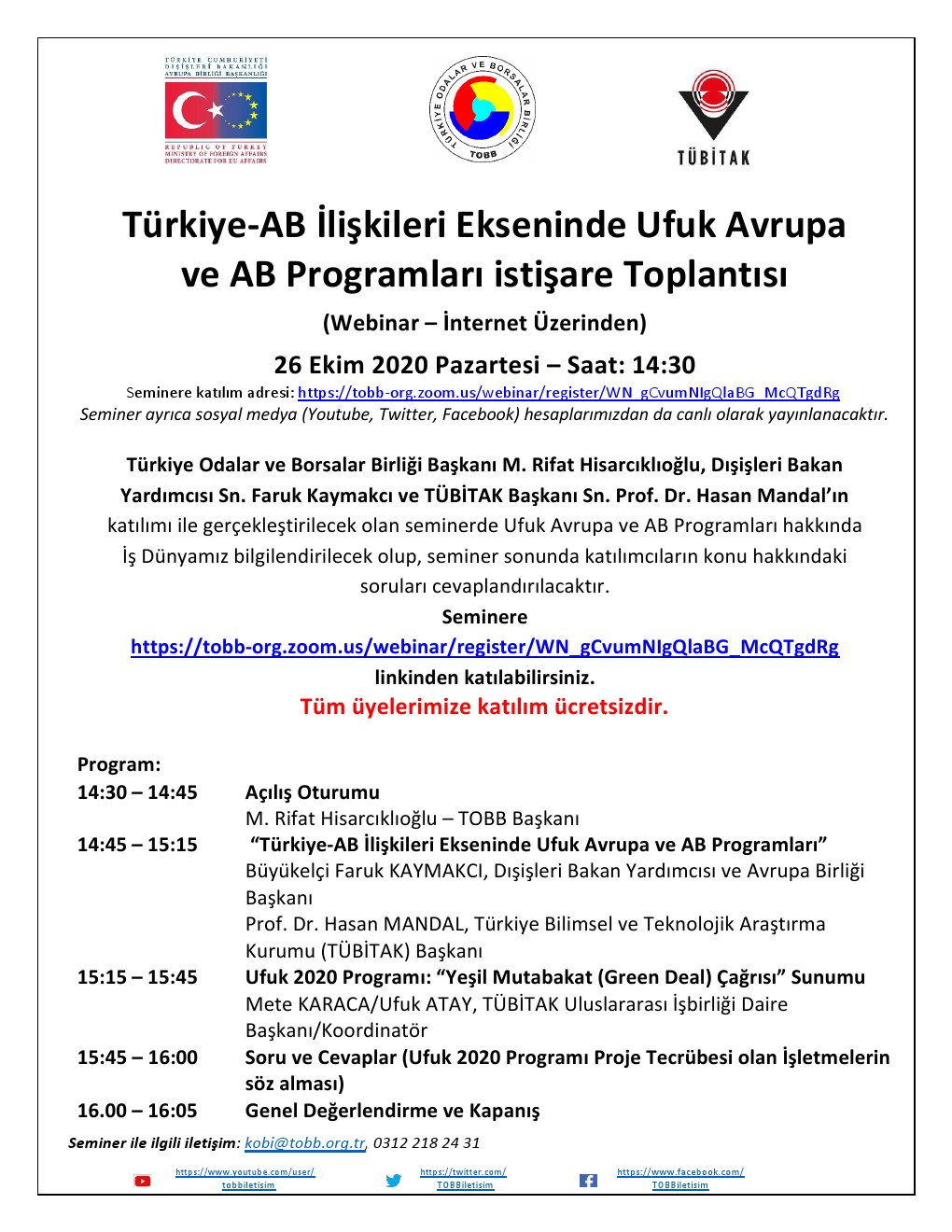 Türkiye-AB İlişkileri Ekseninde Ufuk Avrupa ve AB Programları istişare Toplantısı