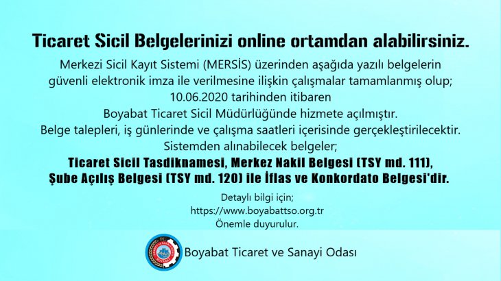 Ticaret Sicil Belgelerinizi online olarak alabilirsiniz.